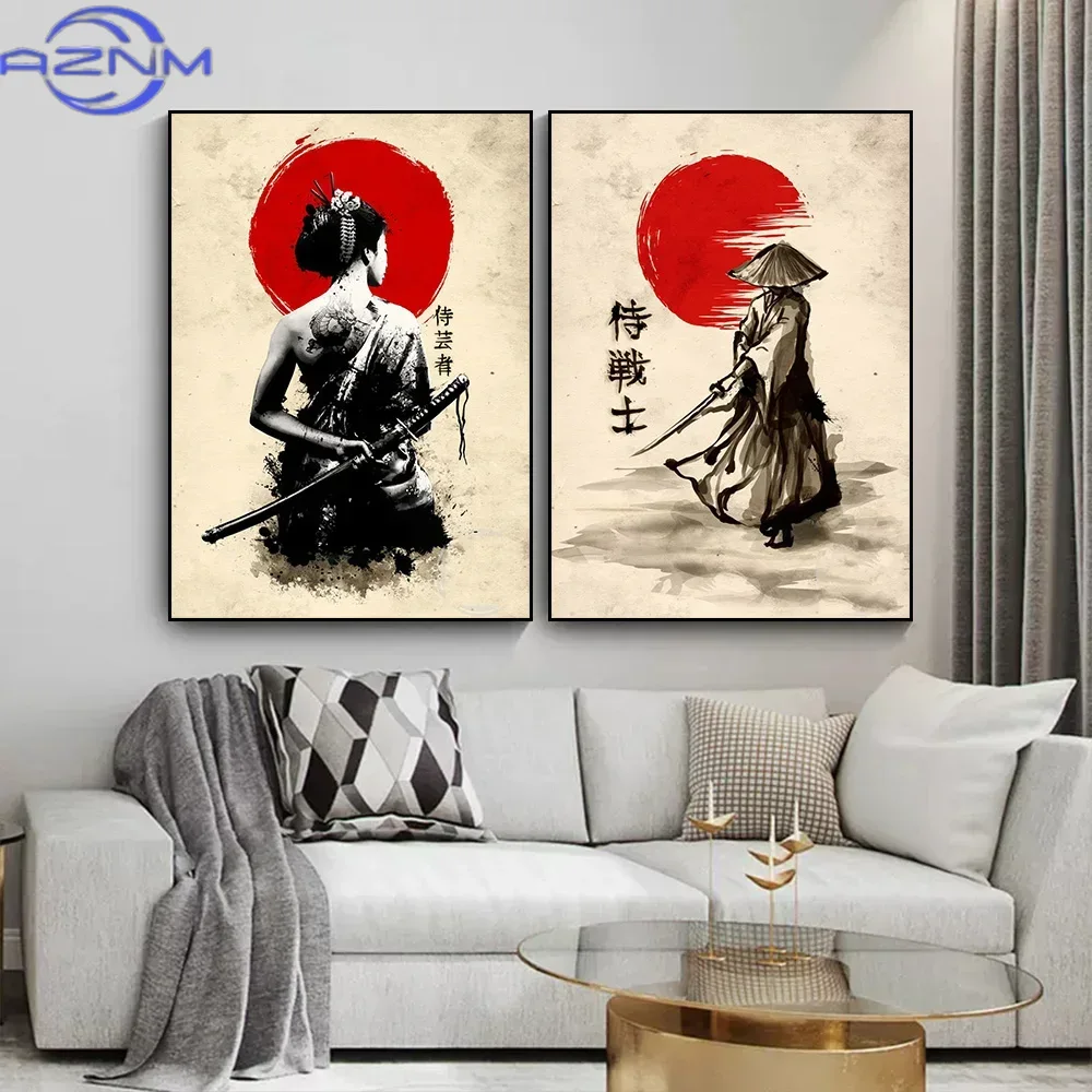 AZNM tuval boyama japon samura - Lifestyle Of Japanese incelemesi ve fiyatı